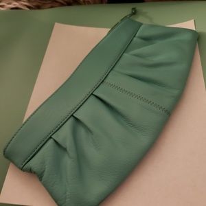 Turquoise genuine leather clutch